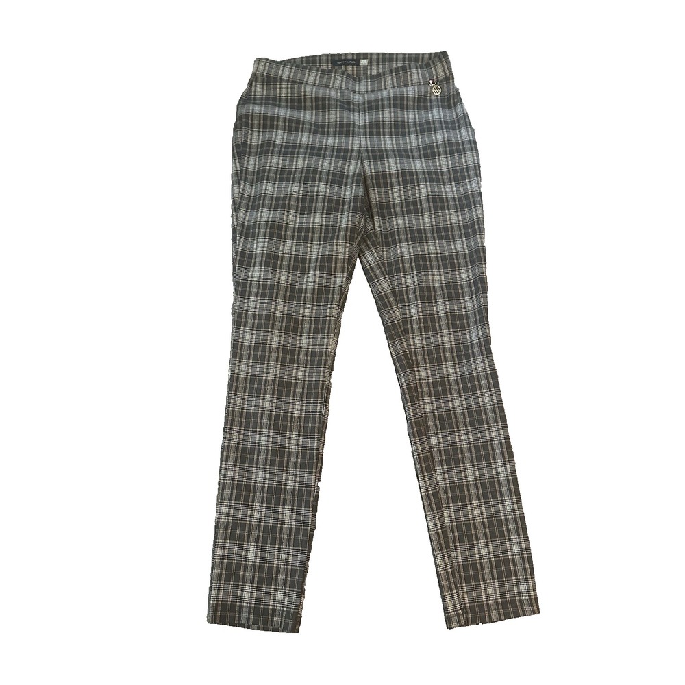 Tommy Hilfiger Plaid Tartan Gray Dress Pants Womens 10 Dark Academia Preppy Y2K